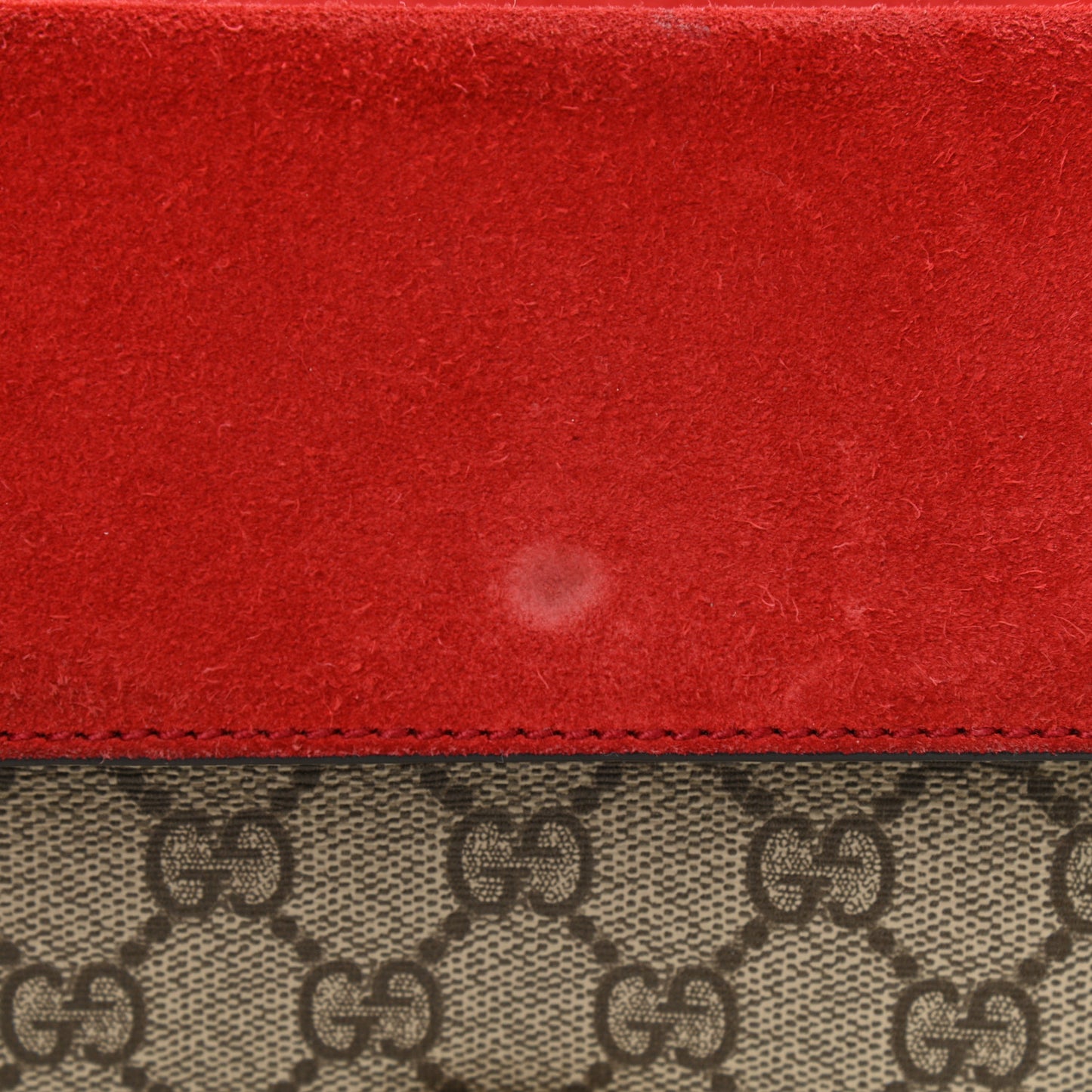 GG Supreme Monogram Suede Mini Dionysus Shoulder Bag Beige Ebony Vulcanic Red
