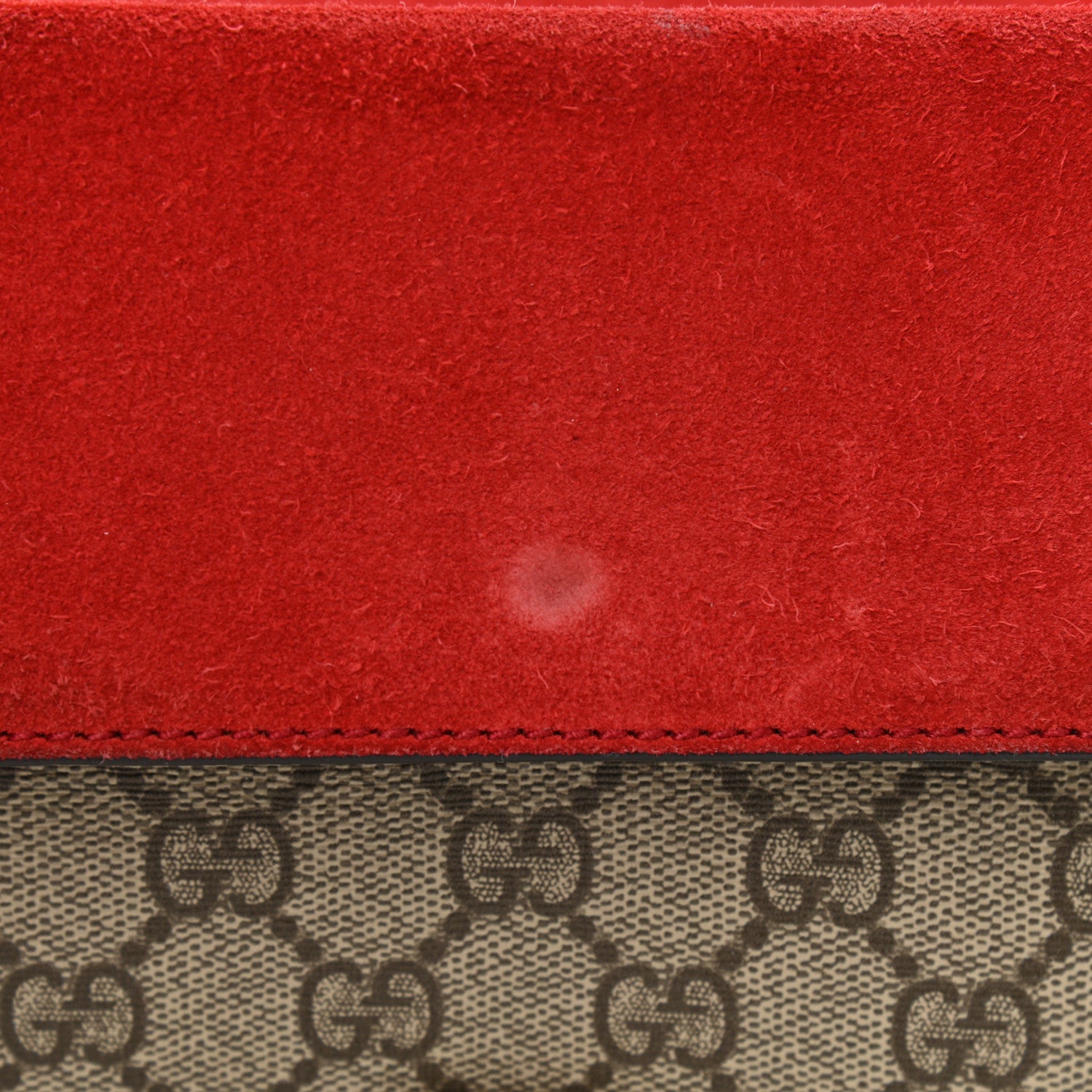 Gucci GG Supreme Monogram Suede Mini Dionysus Shoulder Bag Beige Ebony Vulcanic Red 10 of 11