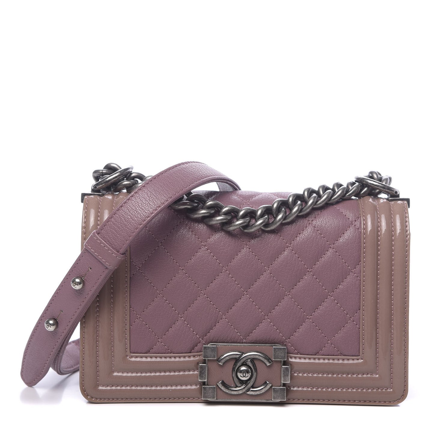 Goatskin Quilted Patent Small Duo Boy Flap Pink
