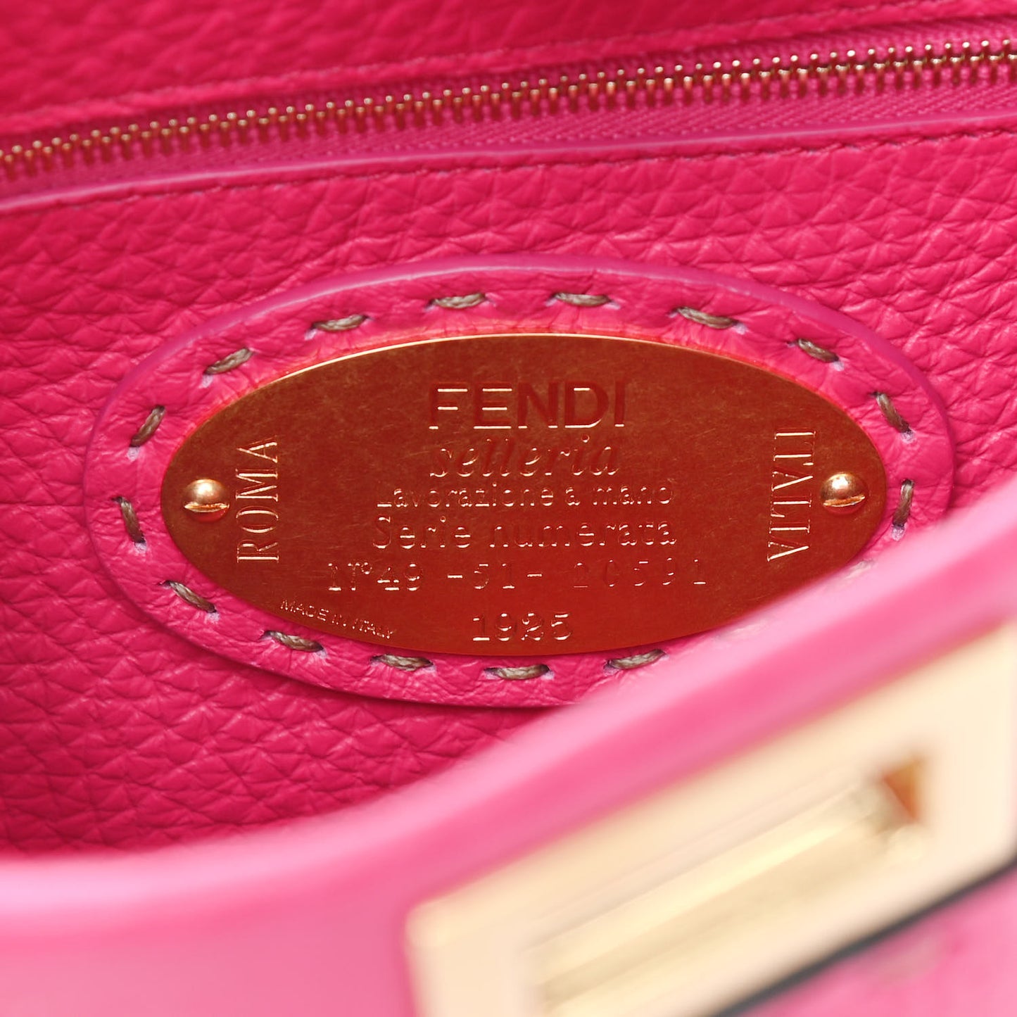 Cuoio Romano Selleria Mini Peekaboo Iconic Satchel Fuxia
