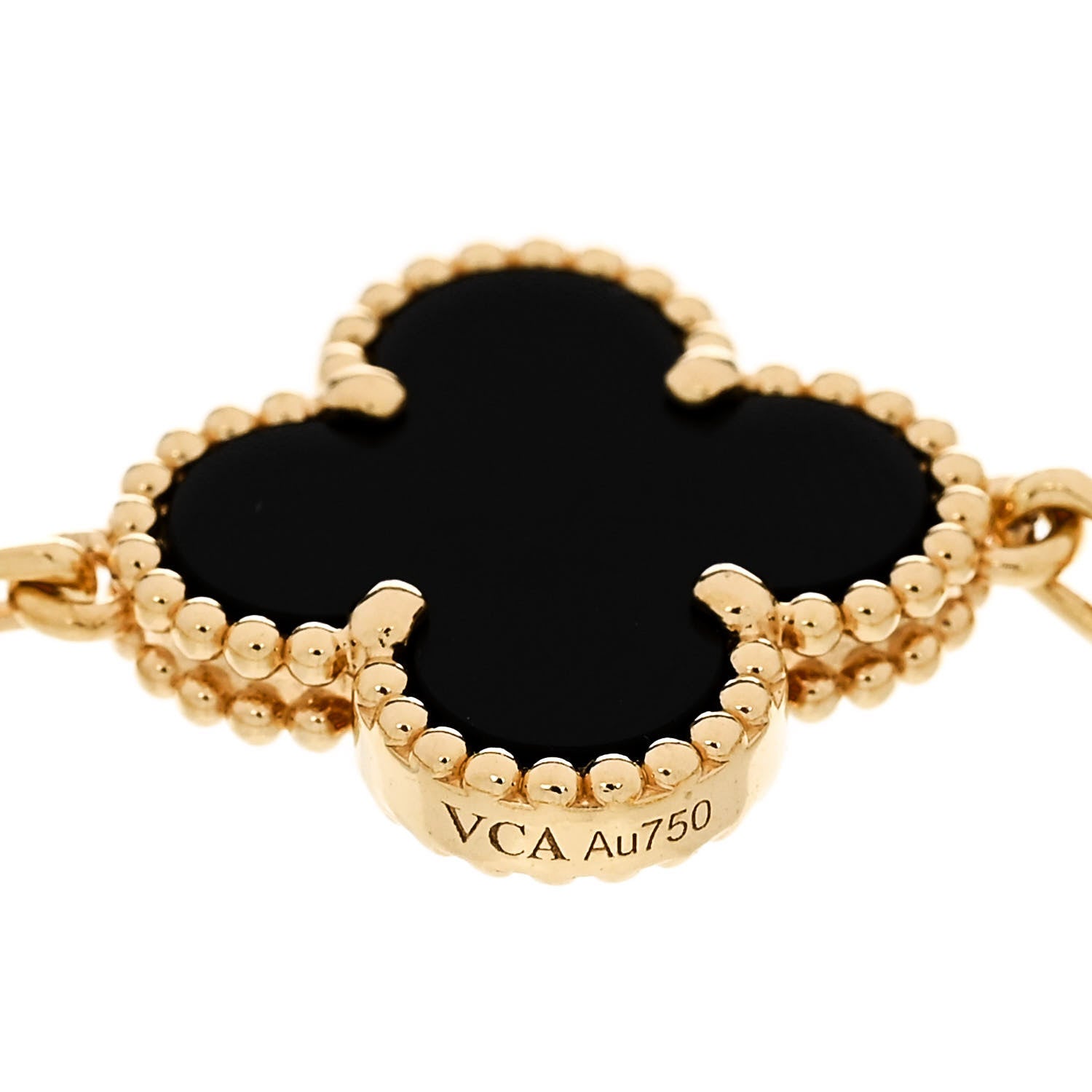Van Cleef & Arpels 18K Yellow Gold Black Onyx 5 Motifs Vintage Alhambra Bracelet 4 of 5