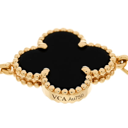 Van Cleef & Arpels 18K Yellow Gold Black Onyx 5 Motifs Vintage Alhambra Bracelet 4 of 5