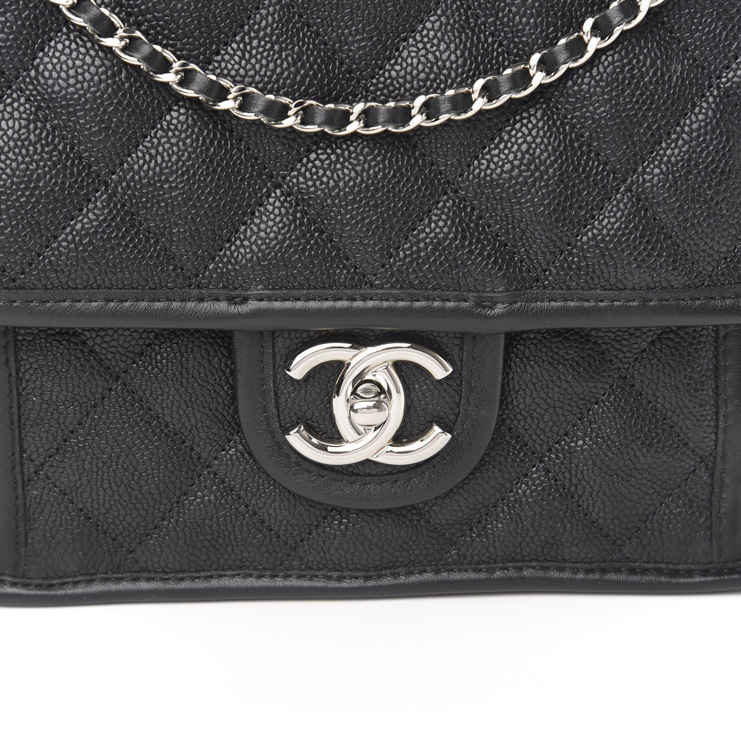 Caviar Quilted Mini French Riviera Flap Black