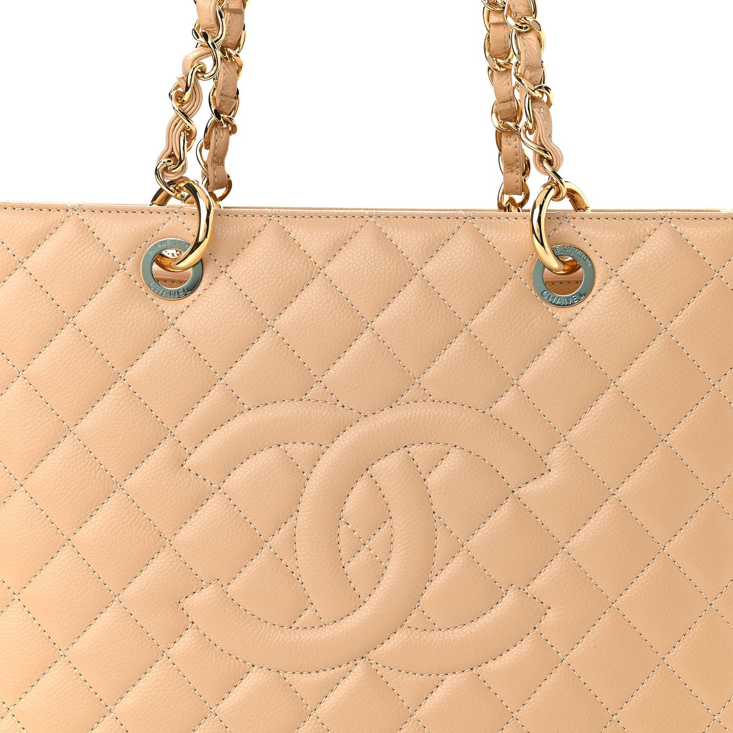 Caviar Quilted Grand Shopping Tote GST Beige