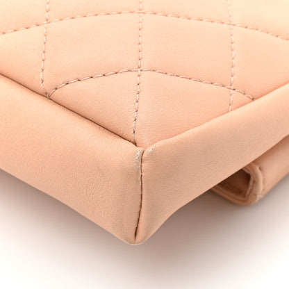 Chanel Lambskin Quilted Grip Clutch Nude 13 of 15