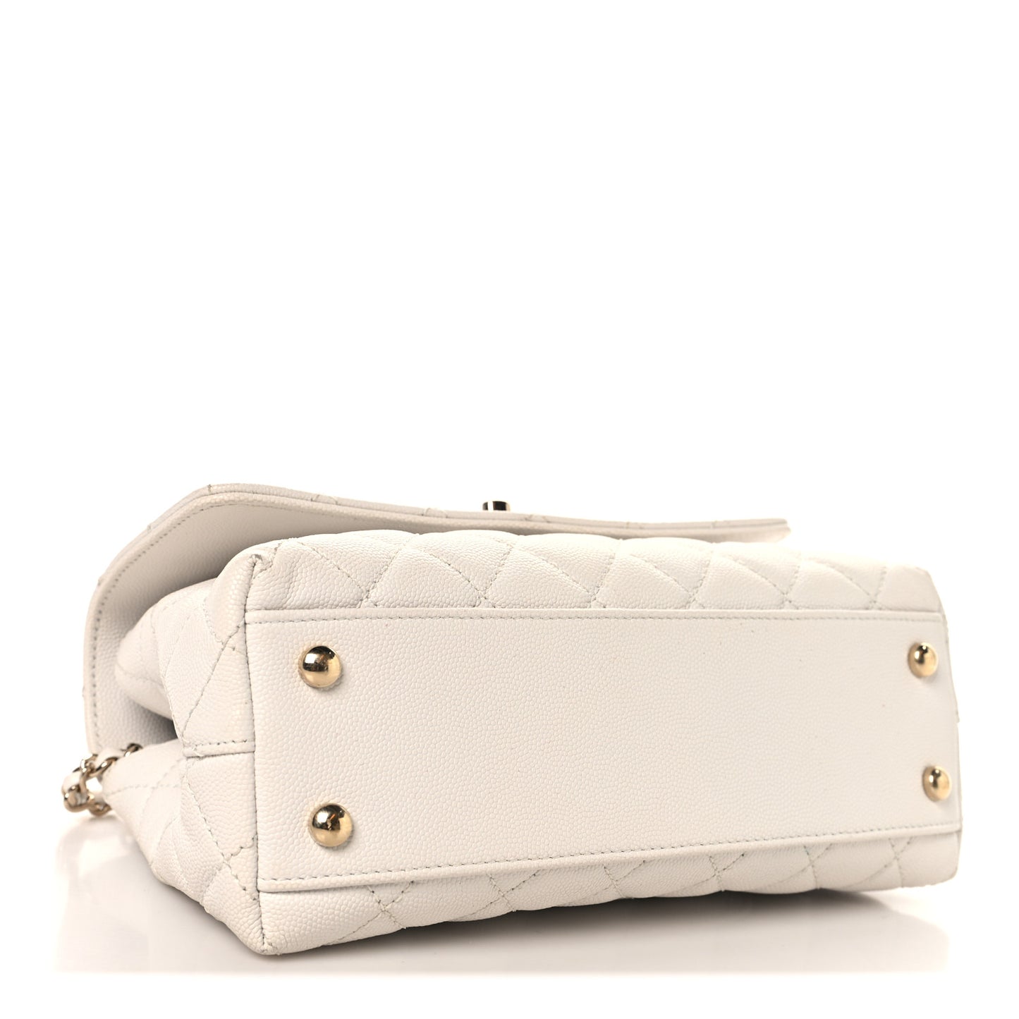 Caviar Quilted Mini Coco Handle Flap White