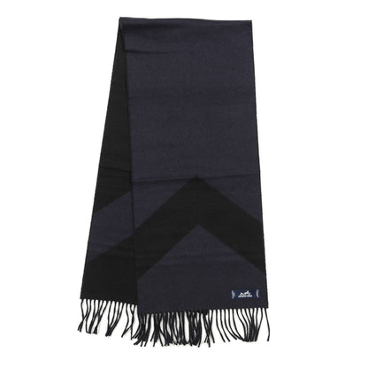 Hermes Cashmere Chevron Muffler Bleu Black 2 of 4