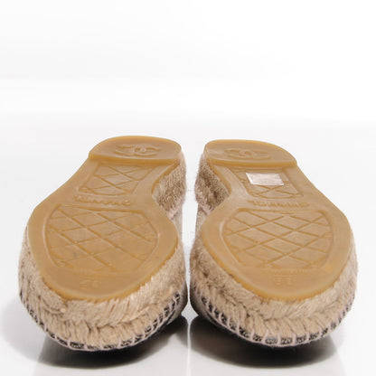 Chanel Toile Sequin CC Espadrilles 39 Beige Black 5 of 7