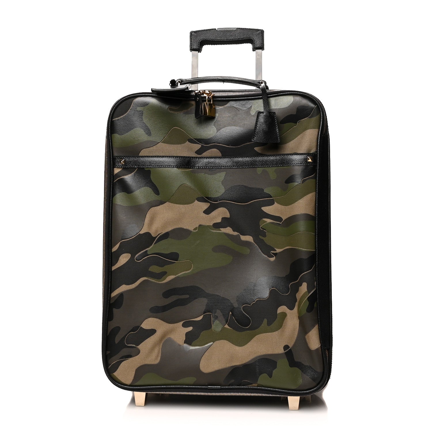 Valentino Garavani Nappa Canvas Camouflage Rolling Luggage Green 1 of 10