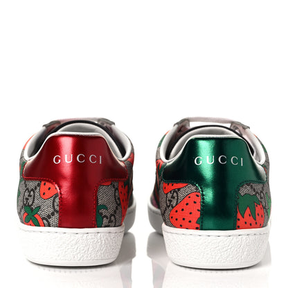 Gucci GG Supreme Monogram Strawberry Web Womens Ace Sneakers 35 Beige Multicolor Red Green 5 of 11