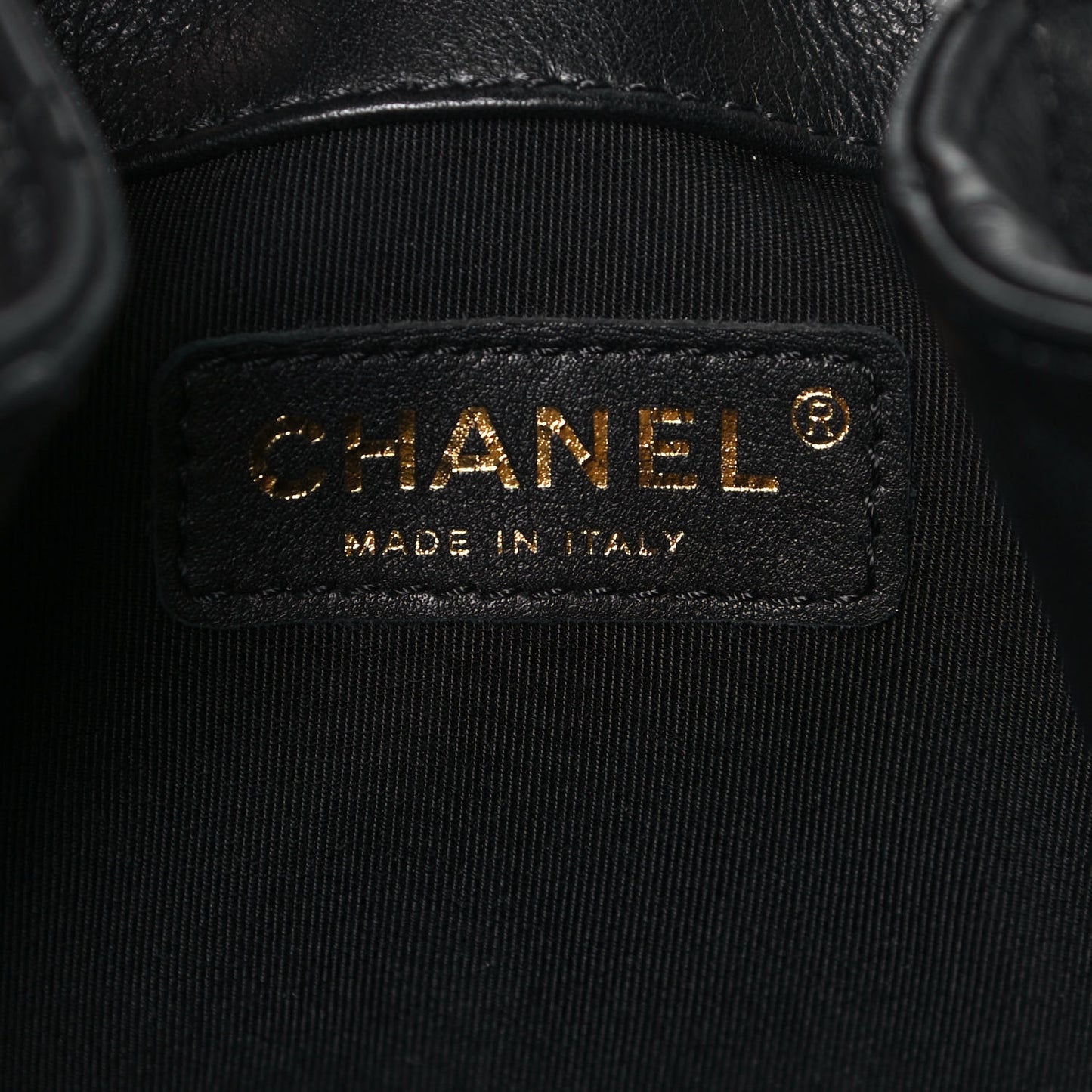 Lambskin Quilted Chain Drawstring Bag Black
