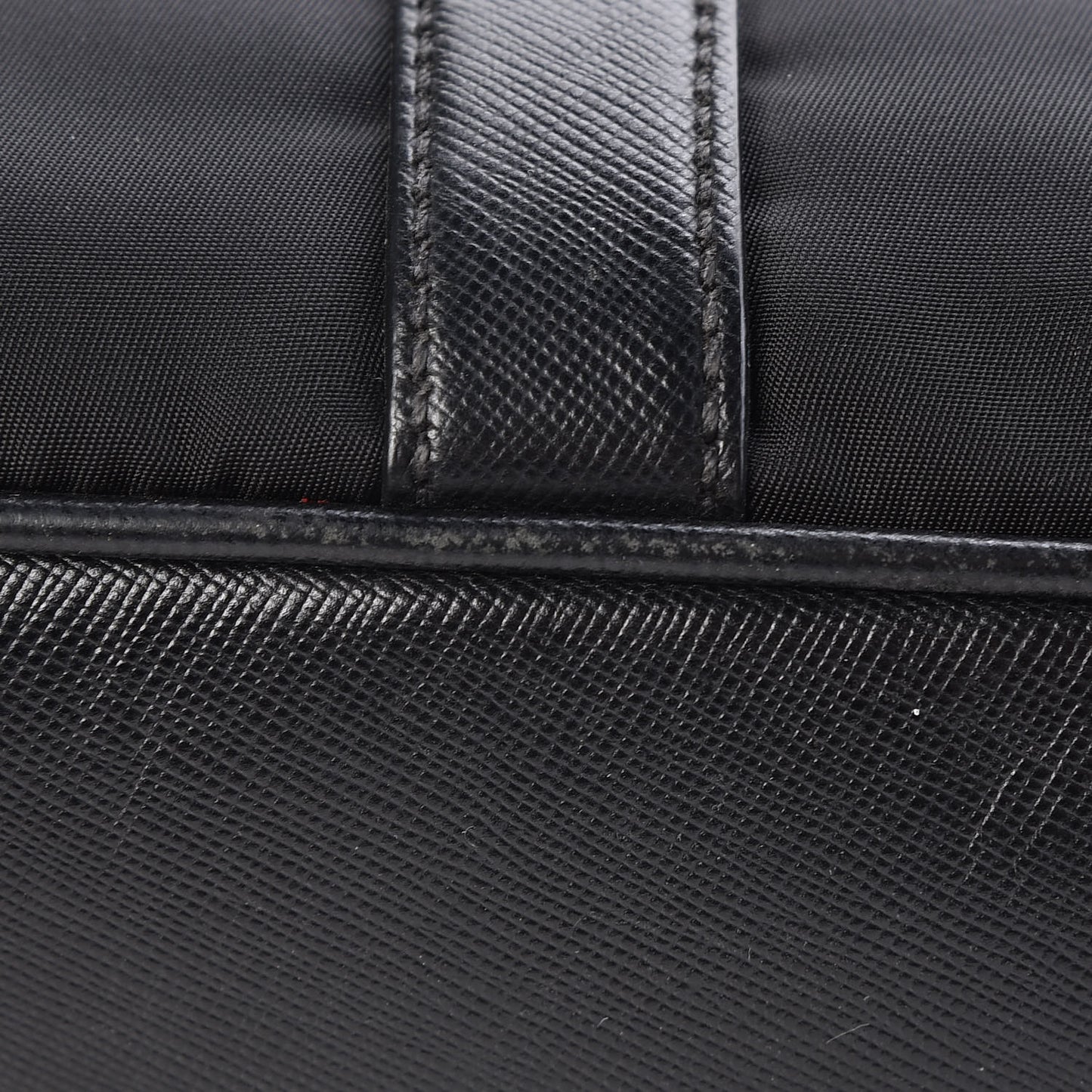 Tessuto Nylon Saffiano Metal Triangle Logo Work Bag Black