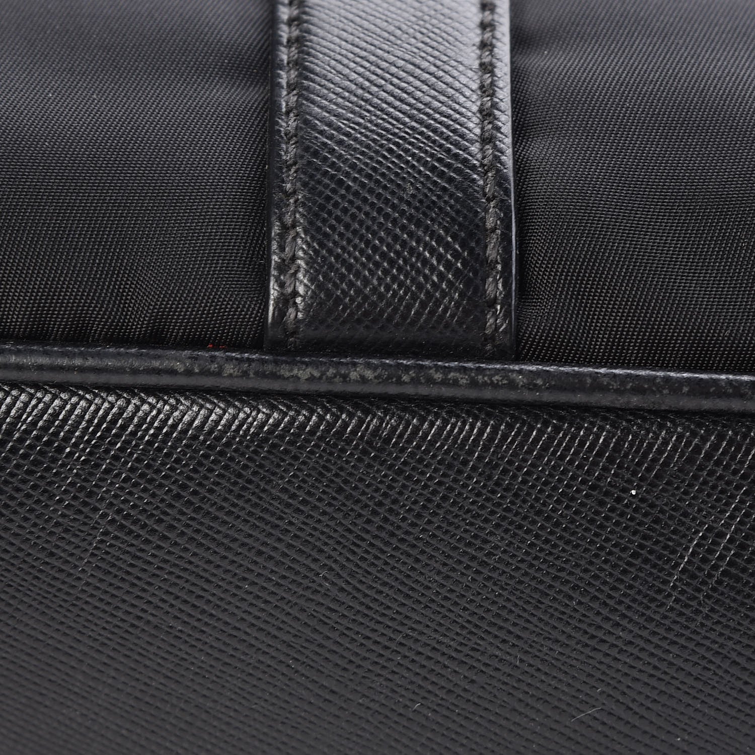 Prada Tessuto Nylon Saffiano Metal Triangle Logo Work Bag Black 32 of 34