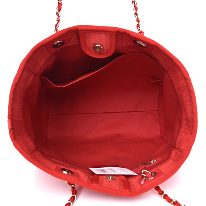 Chanel Mixed Fibers Striped Small Deauville Tote Red 5 of 11