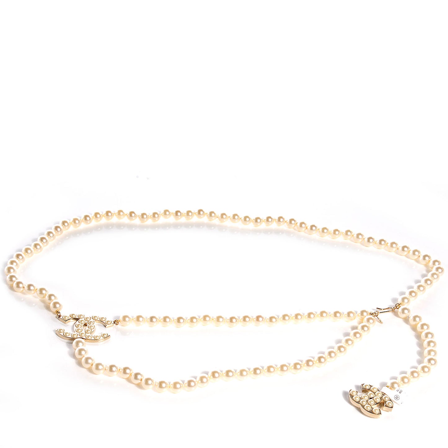 Pearl CC Necklace Belt Light Gold