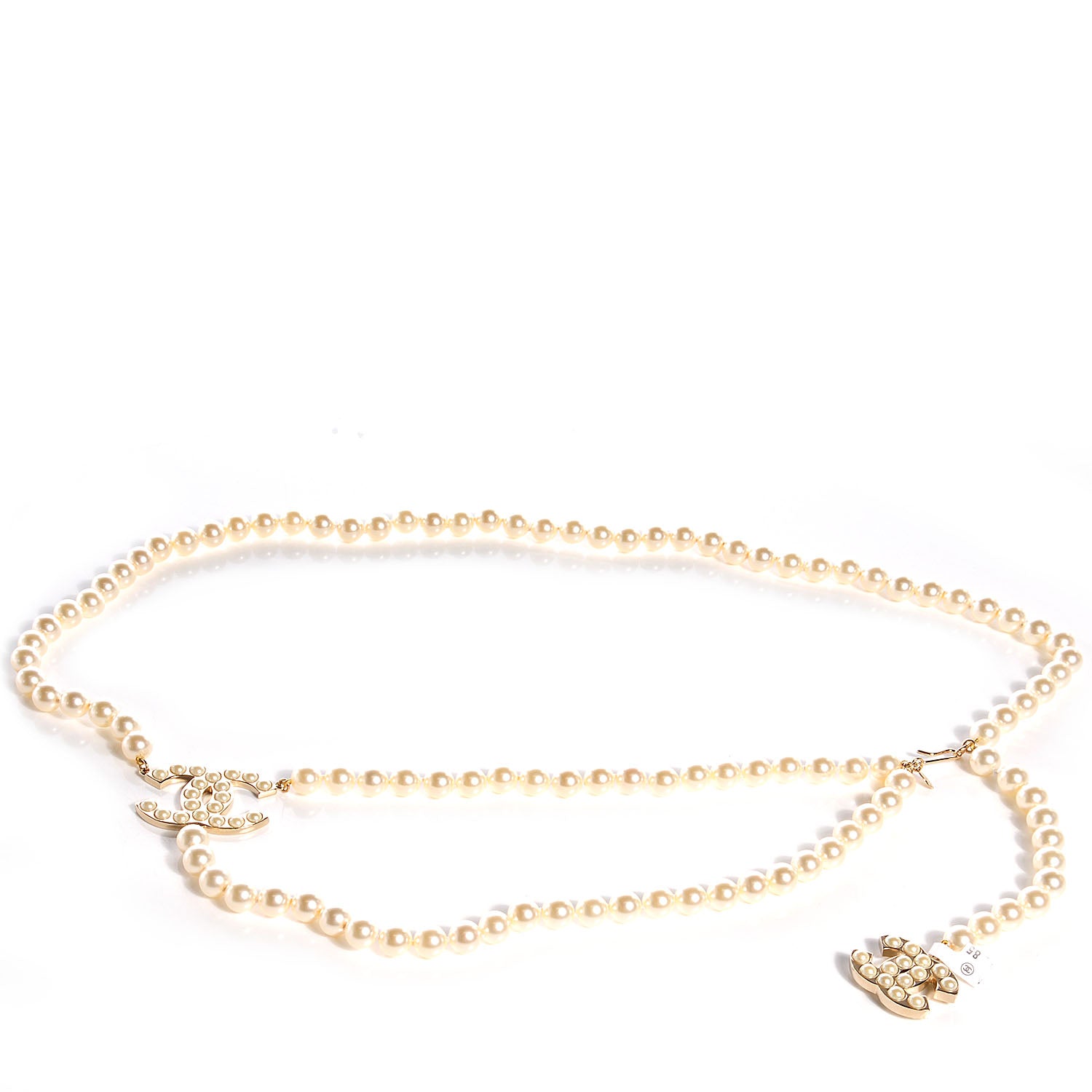 Chanel Pearl CC Necklace Belt Light Gold 1 of 6