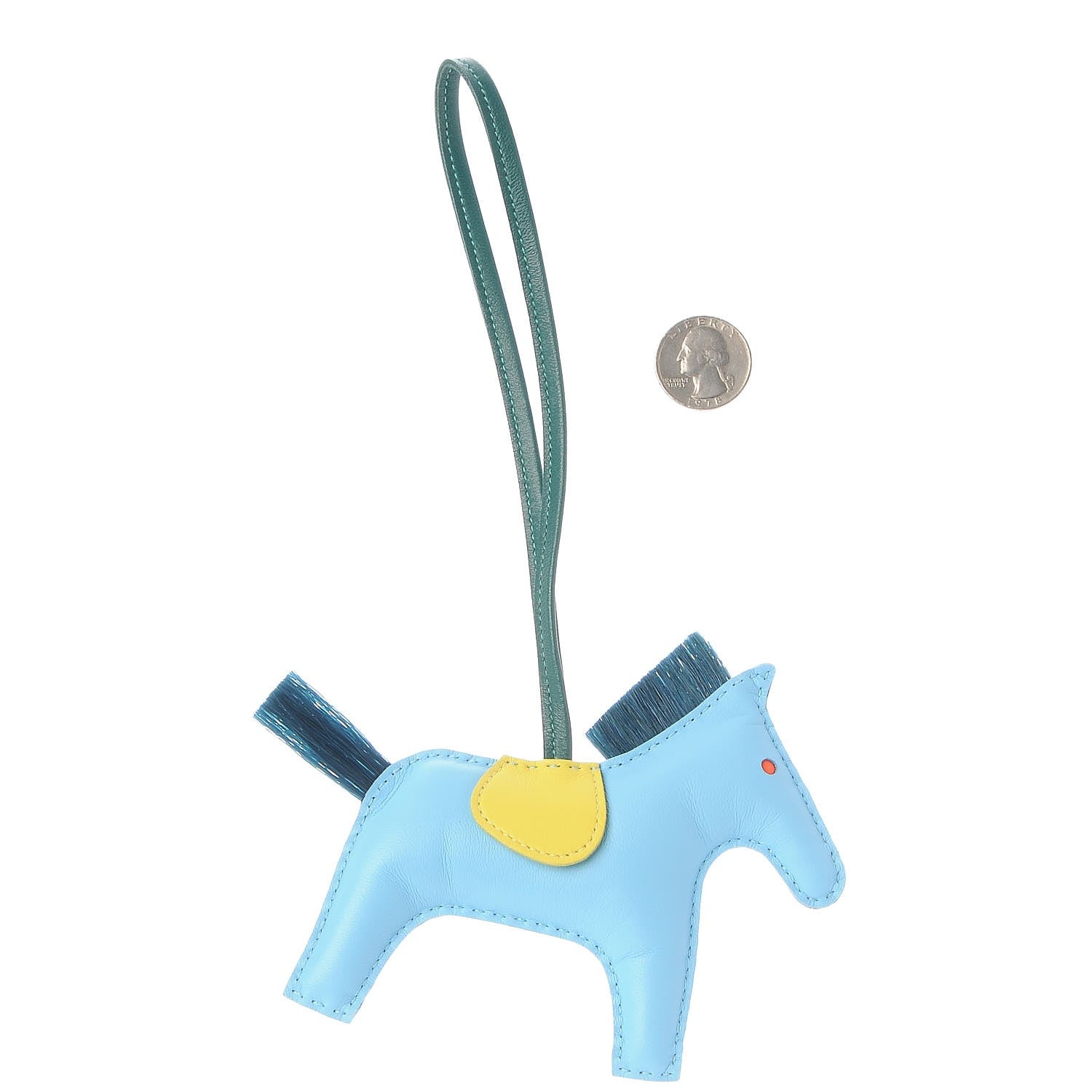 Hermes Milo Lambskin Grigri Rodeo Horse Bag Charm MM Bleu Celeste Lime Malachite 2 of 4