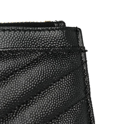 Saint Laurent Grain De Poudre Chevron Monogram Bill Pouch Black 8 of 9