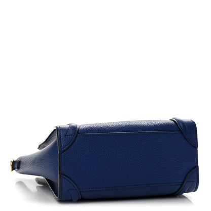 Celine Drummed Calfskin Nano Luggage Indigo 4 of 13