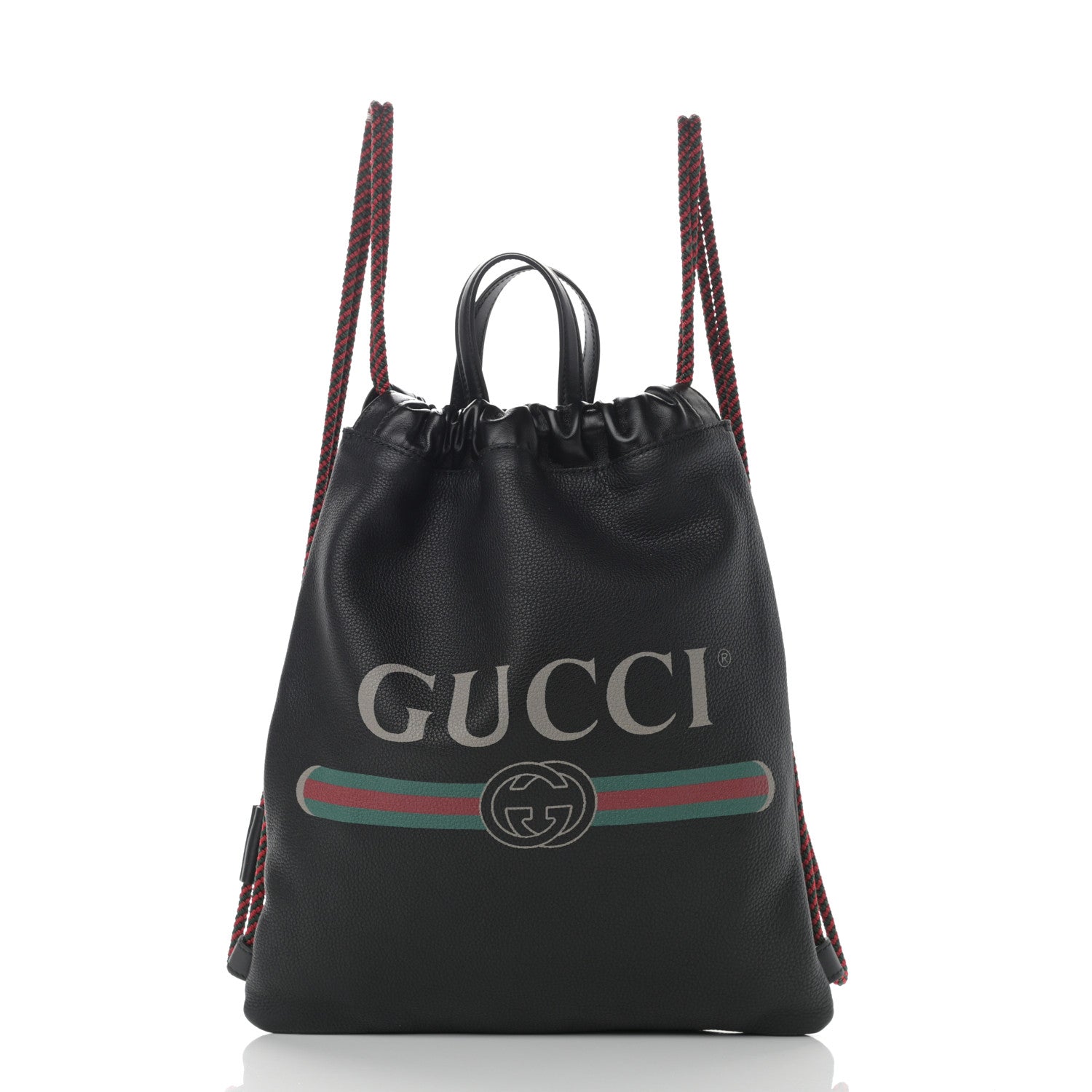 Gucci Calfskin Logo Drawstring Backpack Black 3 of 15