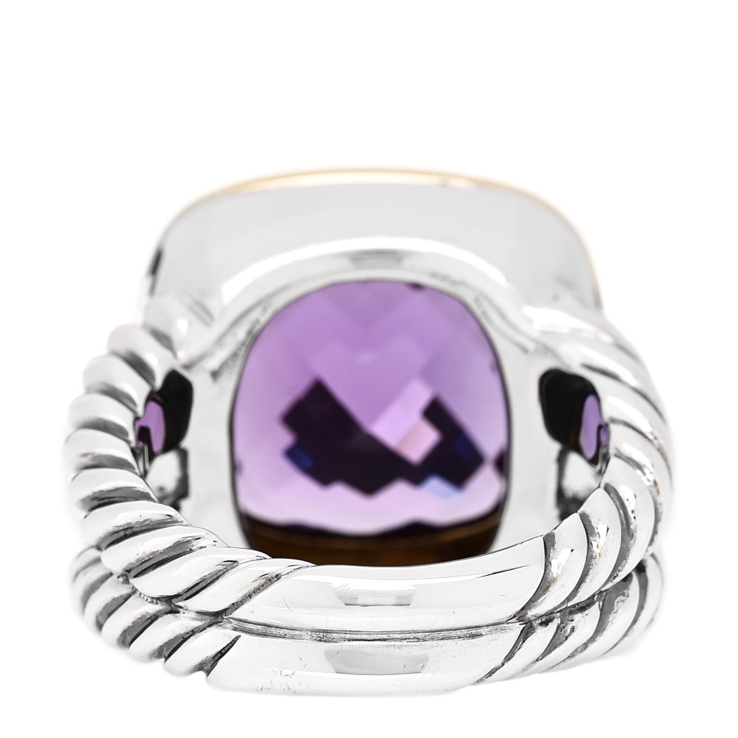 Sterling Silver 18K Yellow Gold Amethyst 14mm Albion Ring 57 8