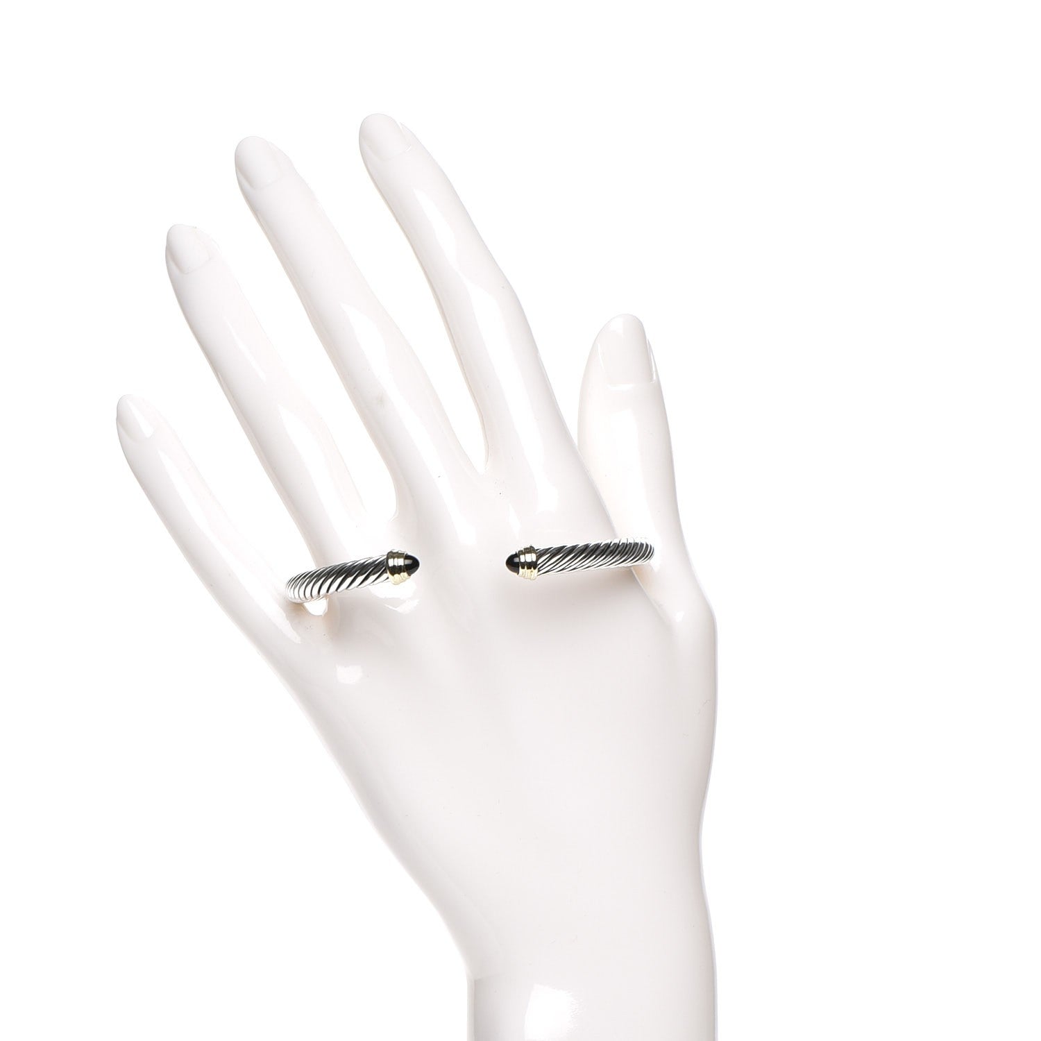 David Yurman Sterling Silver 14K Yellow Gold Black Onyx 5mm Cable Classics Petite Color Bracelet 2 of 5