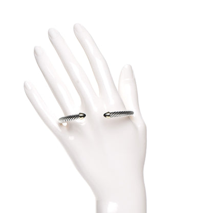 David Yurman Sterling Silver 14K Yellow Gold Black Onyx 5mm Cable Classics Petite Color Bracelet 2 of 5