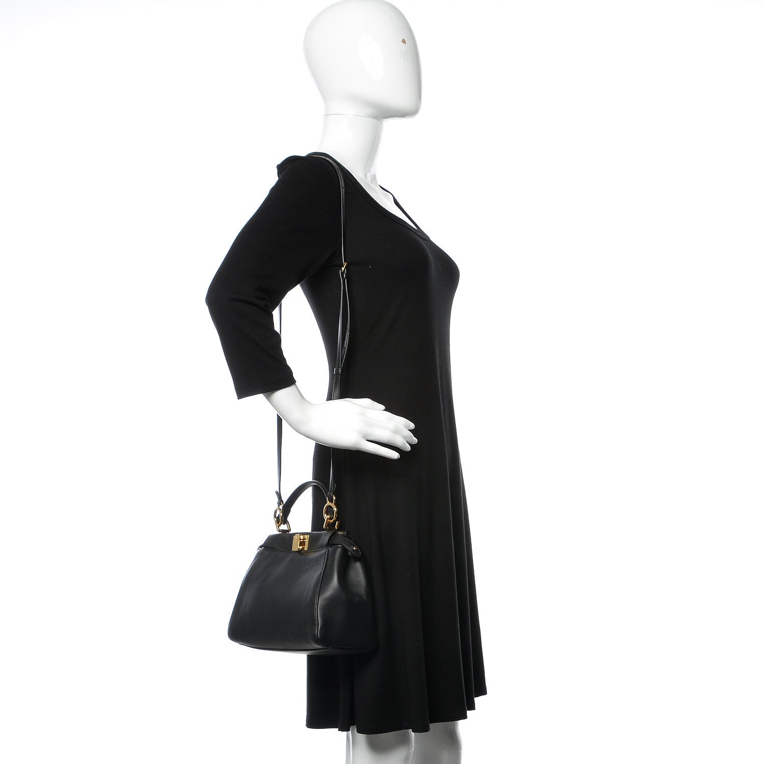 Fendi Nappa Mini Peekaboo Iconic Satchel Black 2 of 9