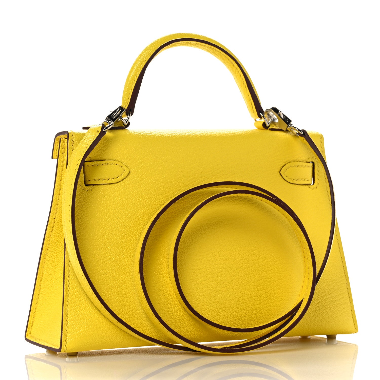 Hermes Chevre Mysore Mini Kelly Sellier 20 Jaune Citron 2 of 32