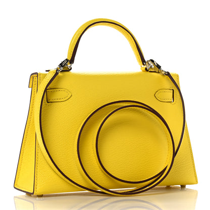 Hermes Chevre Mysore Mini Kelly Sellier 20 Jaune Citron 2 of 32