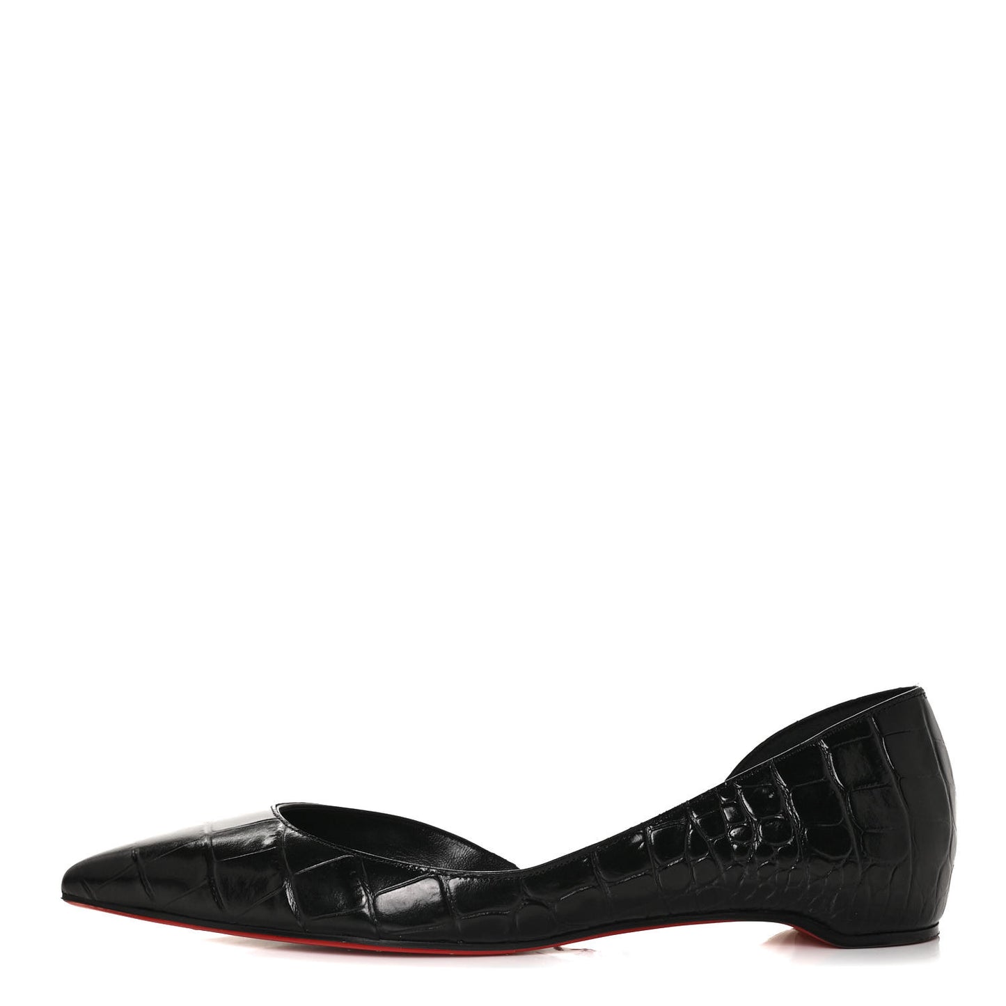 Crocodile Embossed Calfskin Iriza Flats 40.5 Black