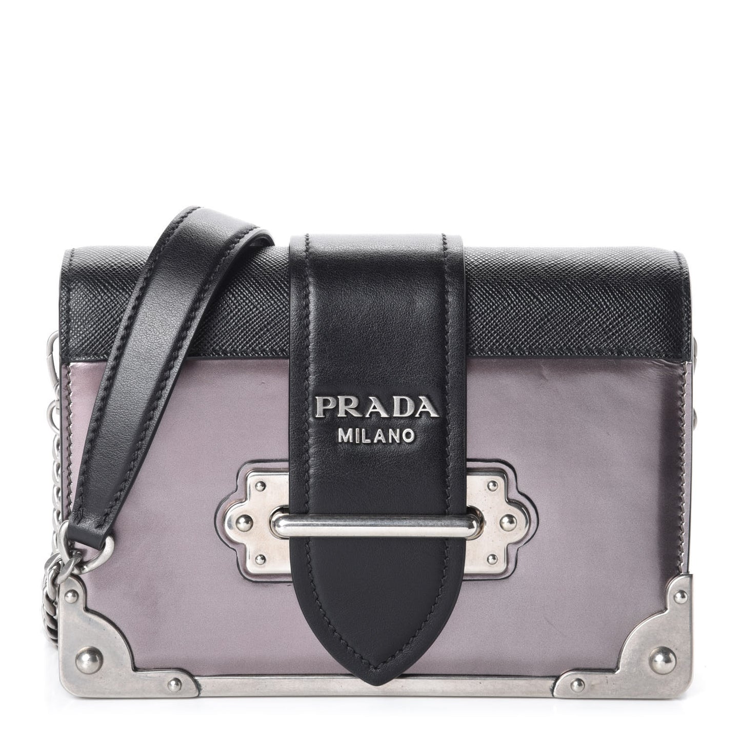 Metallic Vitello Saffiano Cahier Bag Ferro Black