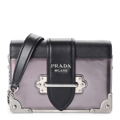 Prada Metallic Vitello Saffiano Cahier Bag Ferro Black 1 of 8