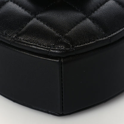 Chanel Lambskin Quilted CC In Love Heart Clutch With Chain Black 9 of 10