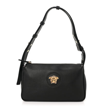 Versace Grained Calfskin Medusa Shoulder Bag Black 1 of 9