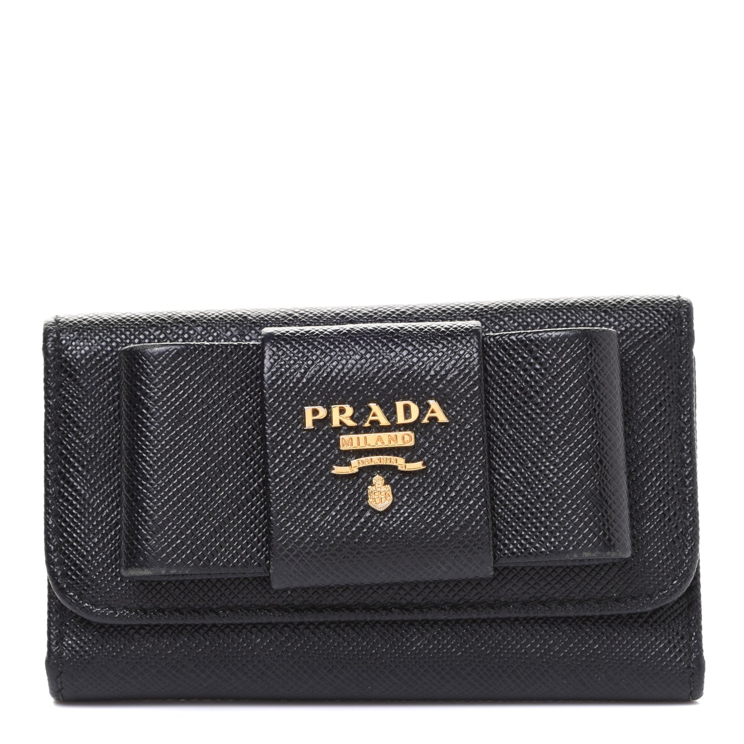 Saffiano Fiocco Bow Metal 6 Key Holder Black