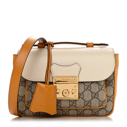 Gucci GG Supreme Monogram Calfskin Mini Padlock Flap Pocket Shoulder Bag Beige Mystic White Sun Oil 1 of 10