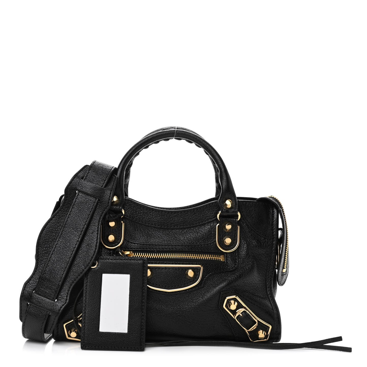 Chevre Gold Metallic Edge Hardware Mini City Black