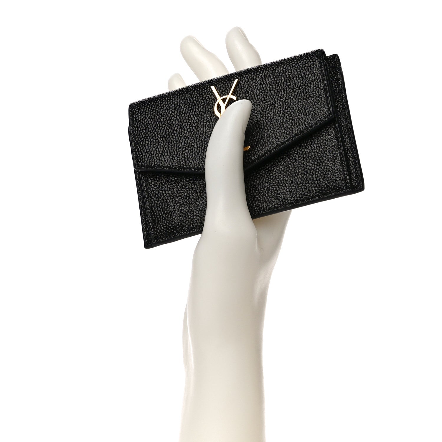 Saint Laurent Grain De Poudre Uptown Monogram Card Case Black 2 of 10