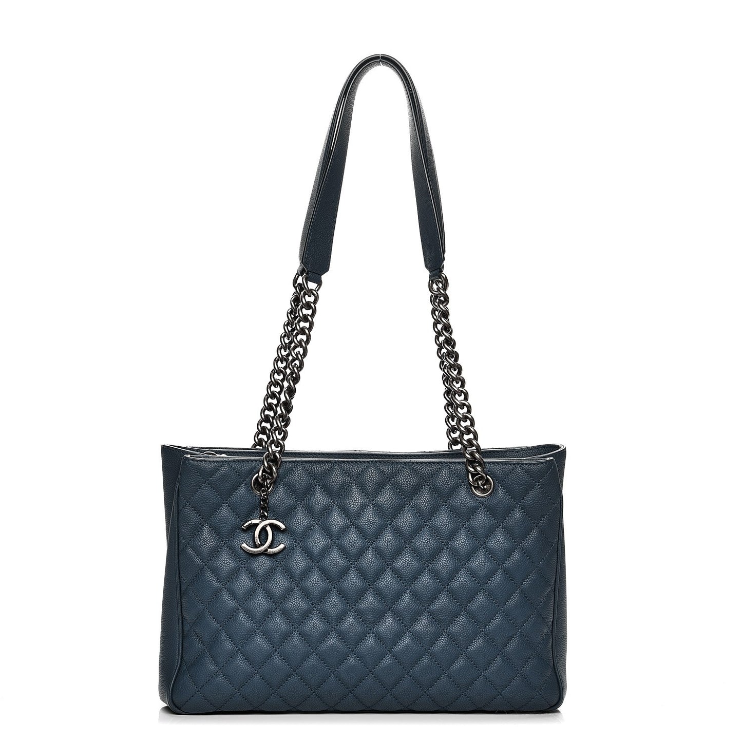 Caviar Quilted Medium Rock In Rome Tote Blue
