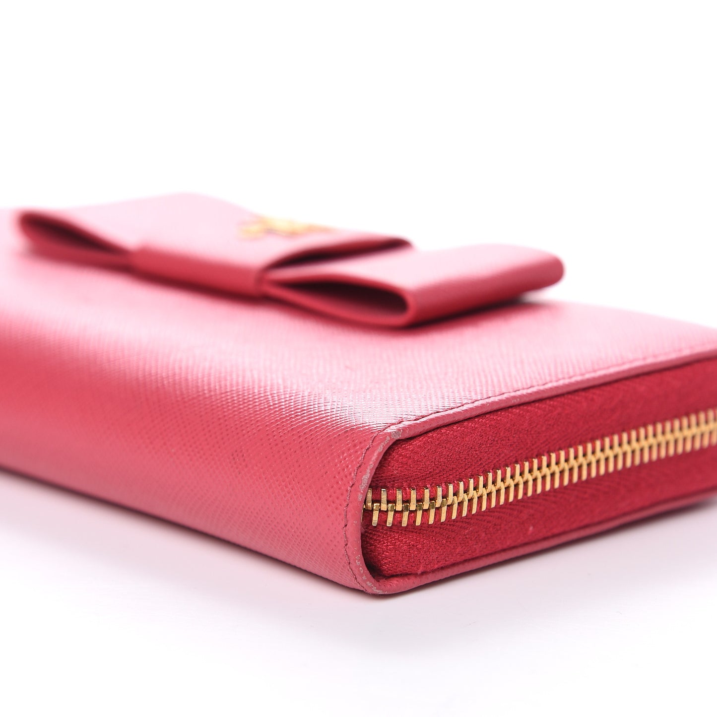 Saffiano Fiocco Bow Zip Around Wallet Peonia