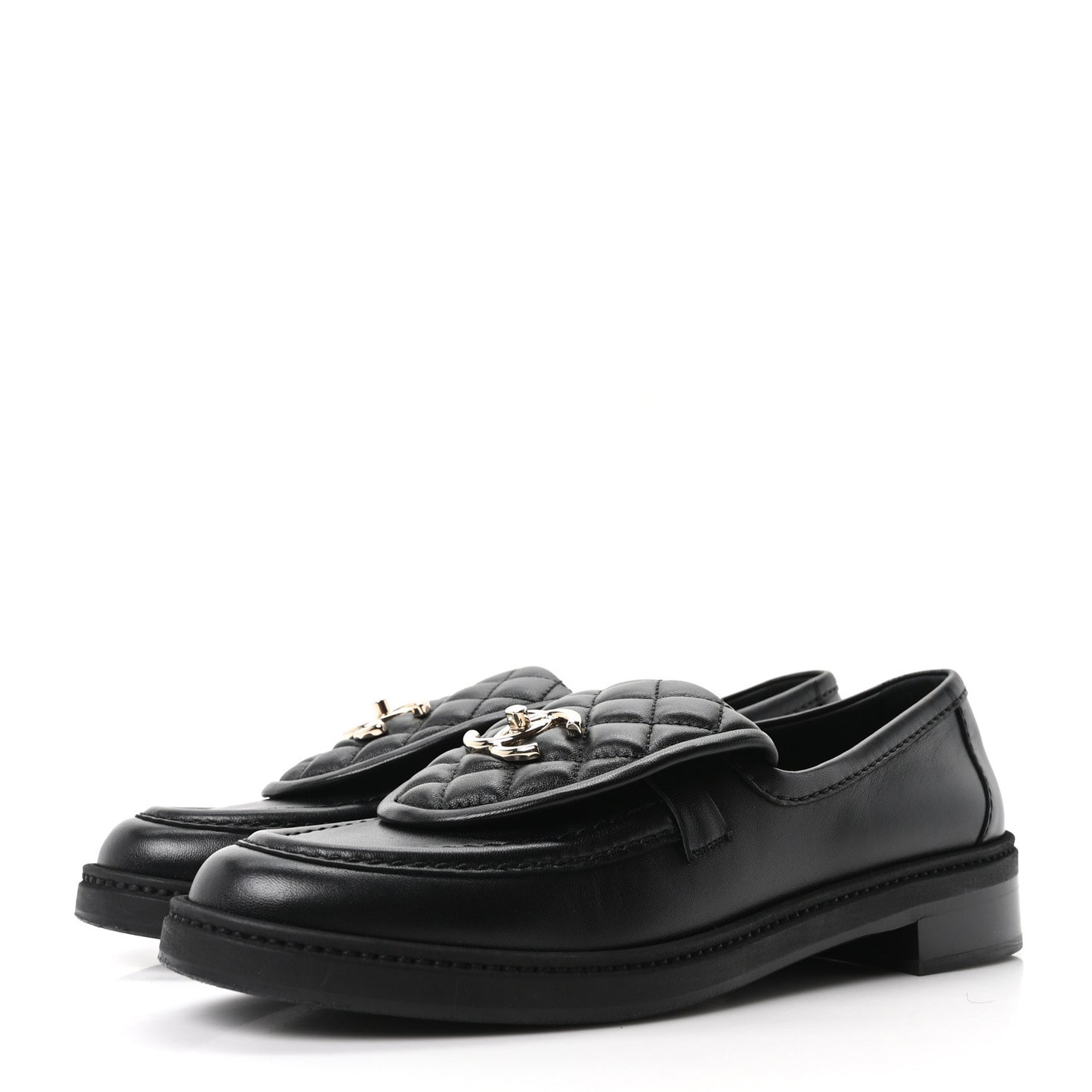 Lambskin Quilted CC Turnlock Loafers 39.5 Black