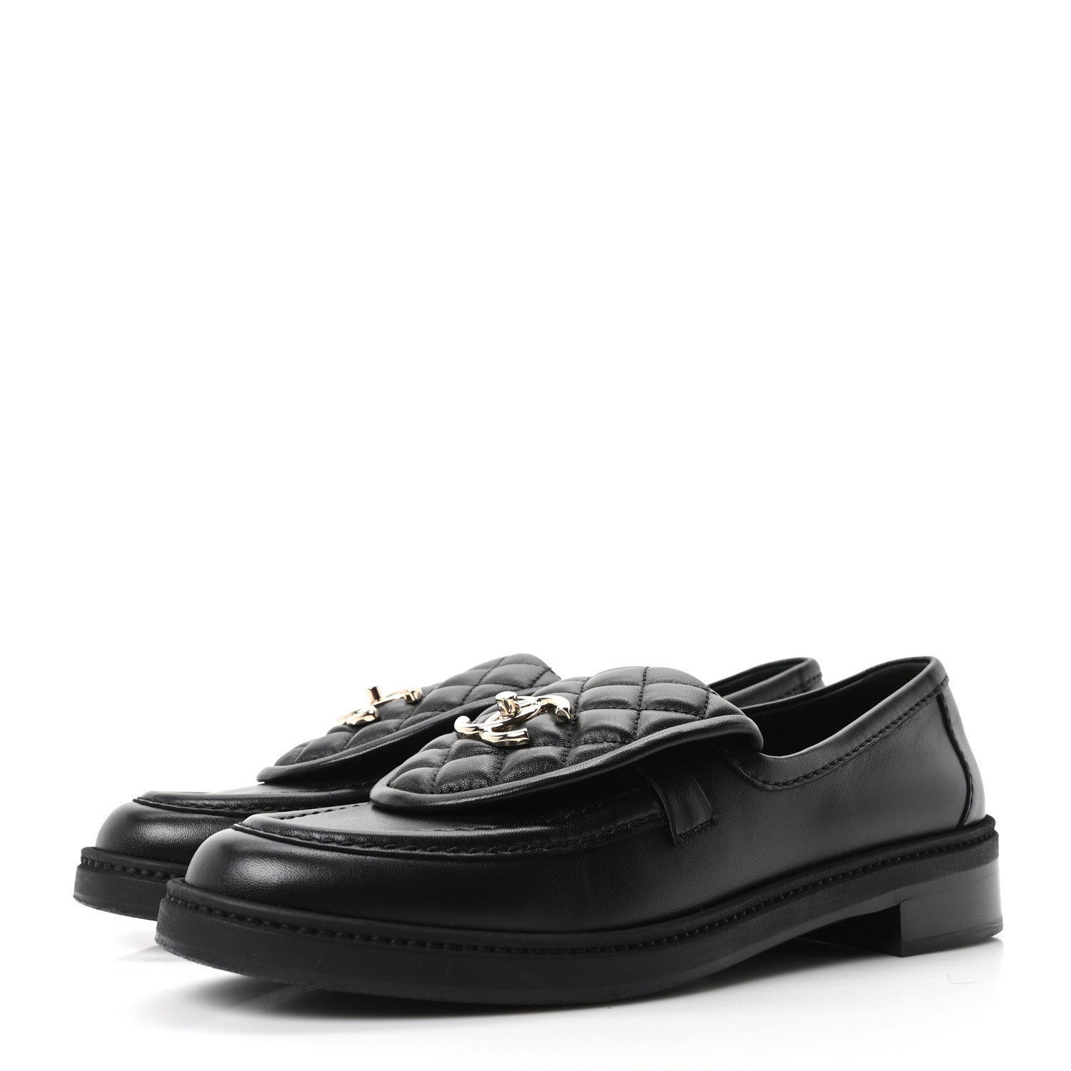 Chanel Lambskin Quilted CC Turnlock Loafers 39.5 Black 4 of 9