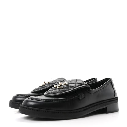 Chanel Lambskin Quilted CC Turnlock Loafers 39.5 Black 4 of 9