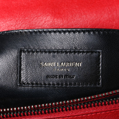 Saint Laurent Sheepskin Matelasse Chevron Large College Monogram Satchel Rouge 7 of 11