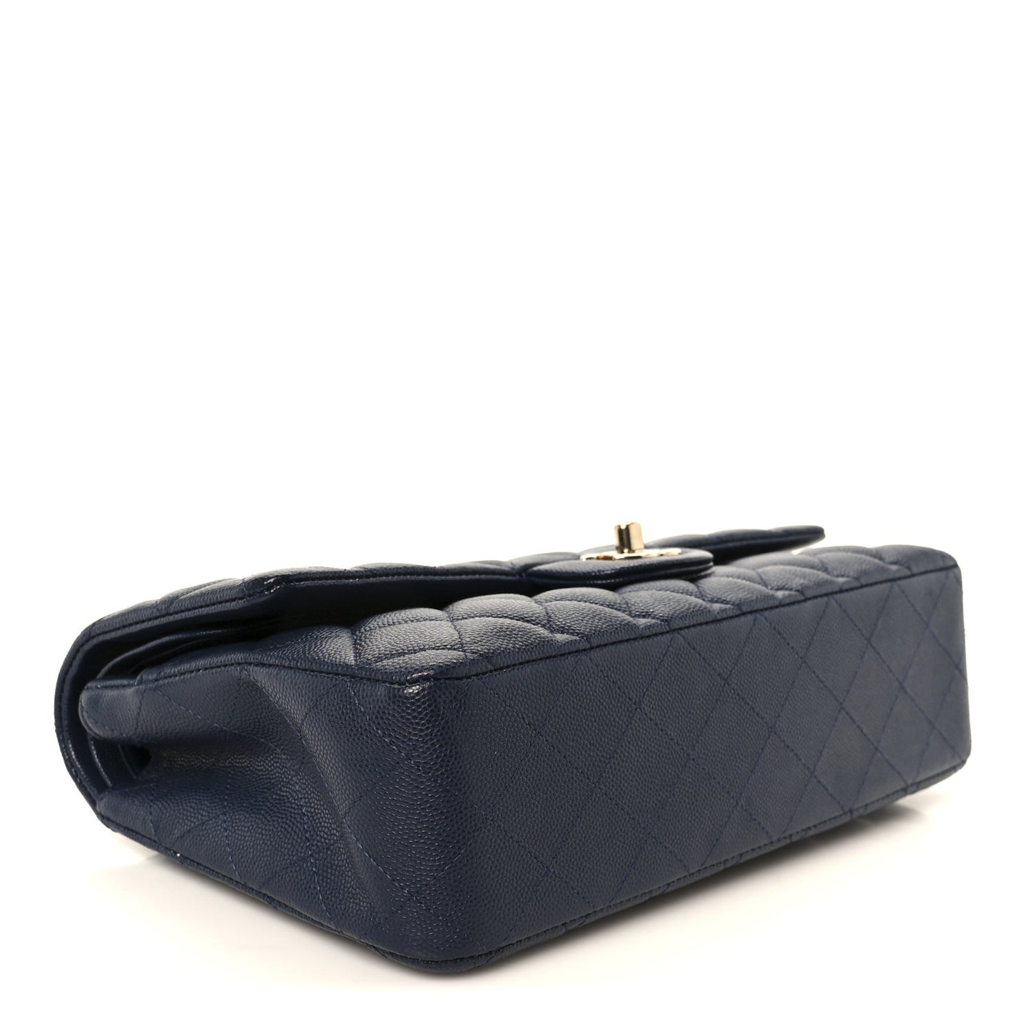 Caviar Quilted Medium Double Flap Navy Navy