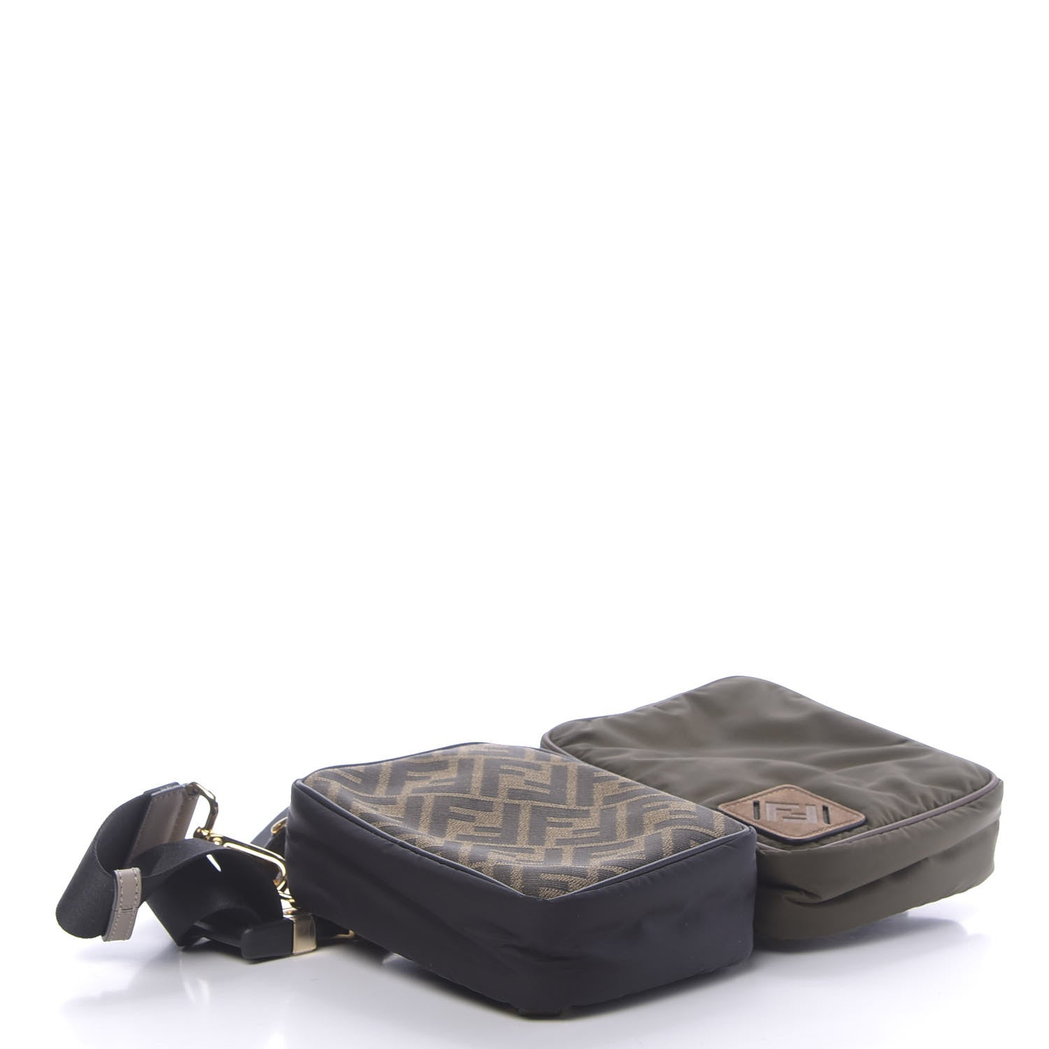 Fendi Nylon Dolmias Vitello Grace FF Multi Pouch Belt Bag Military Brown Tortora 4 of 12