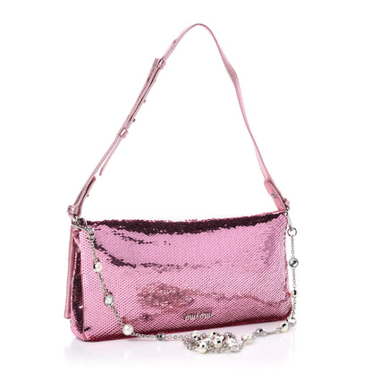 Miu Miu Paillettes Sequin Flap Rosa 3 of 11