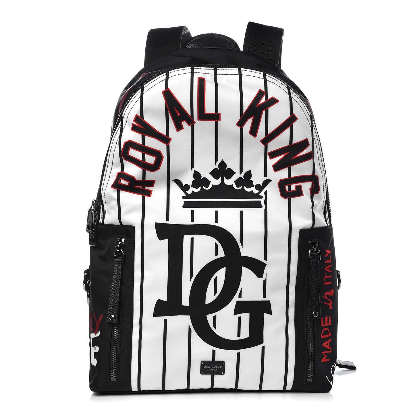 Nylon Striped Royal King Vulcano Backpack White Black
