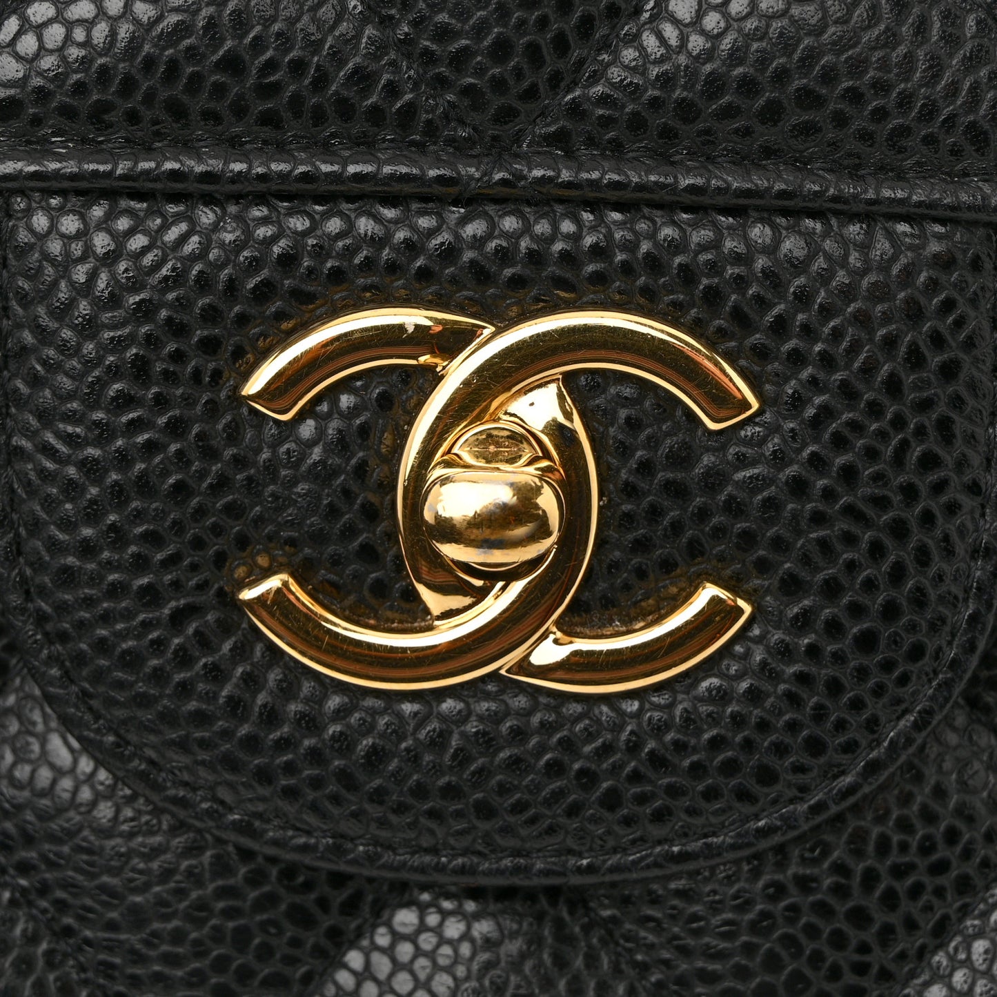 Caviar Quilted Jumbo Double Flap Black